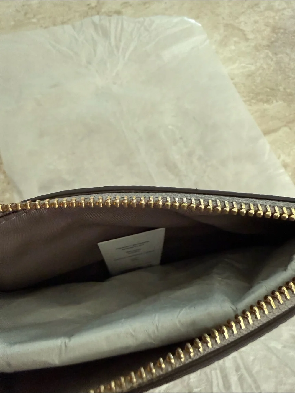 Tory Burch Gray Pebbled Leather Wristlet Clutch with Gold Hardware